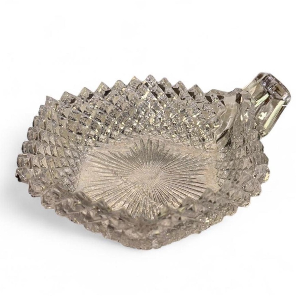 Westmoreland Glass Hobnail Crystal Handled Bonbon Dish